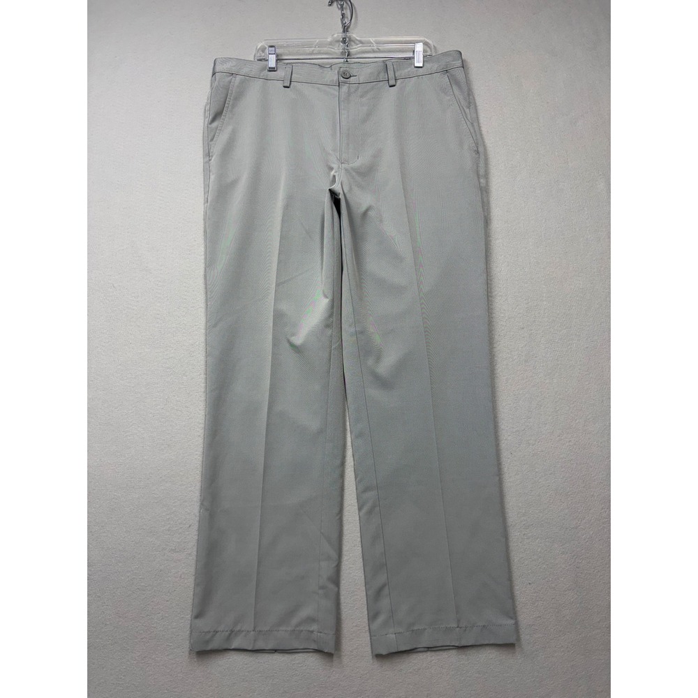 Roundtree & Yorke Performance Pants Mens 38x30 Grey Dress Trousers Flat Front